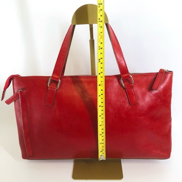 Club Monaco Red Leather Portfolio Tote - Picture 6 of 15